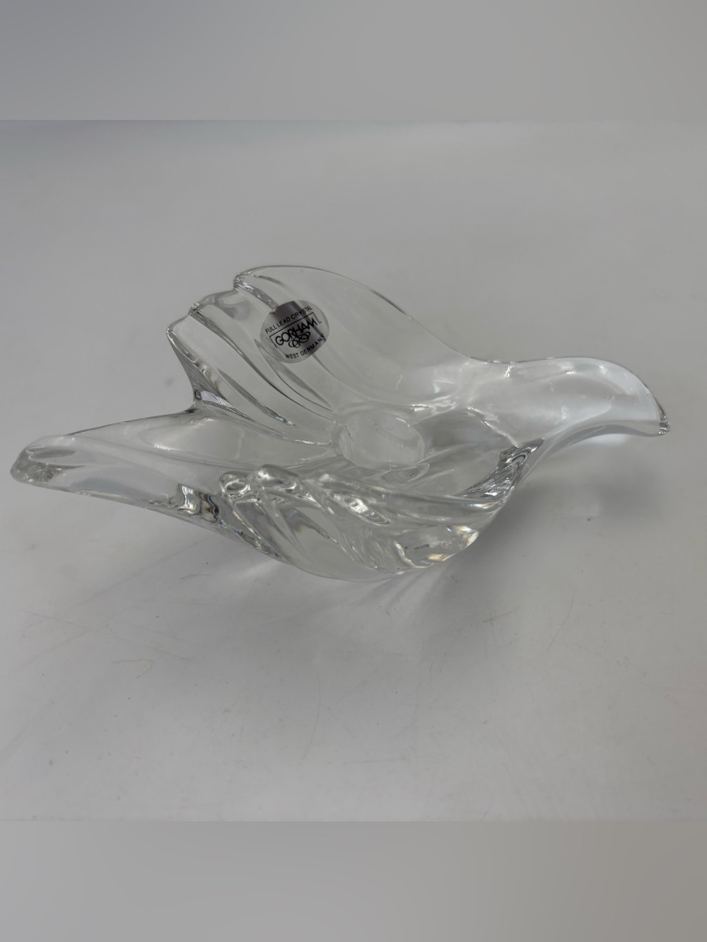 Vintage Gorham Full Lead Crystal Swallow Taper Candle Holder - West Germany